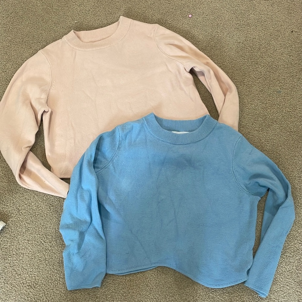 set of Zara sweaters with scallop trim size 9